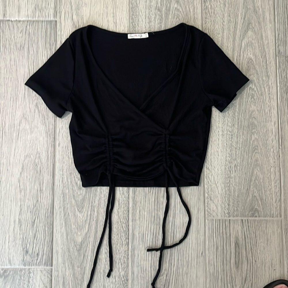 Ladies crop blouse - black